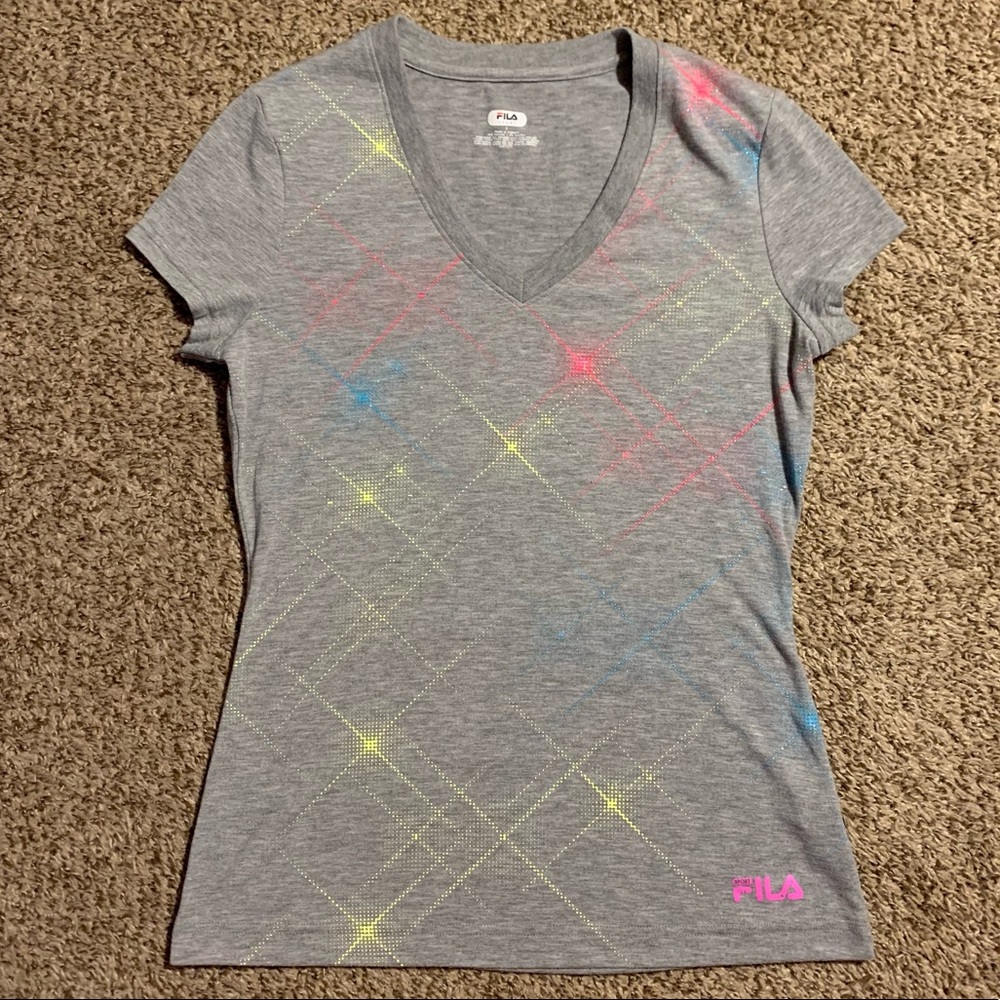 Fila Starburst Glitter V-Neck Tee